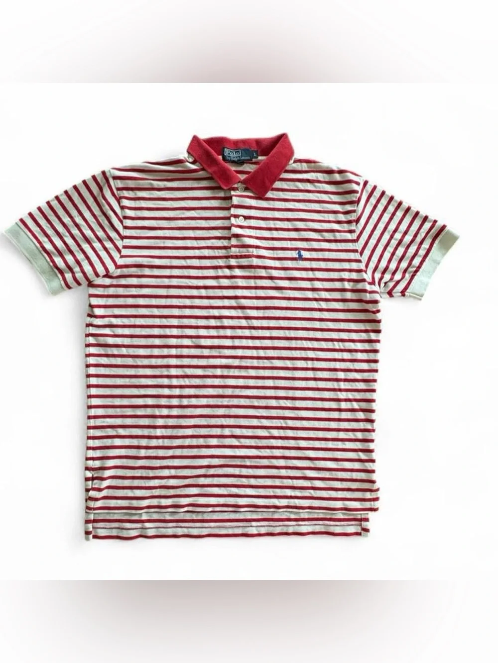 Polo Ralph Lauren Red & White Striped Shirt L Cotton Casual Golf Streetwear Y2K